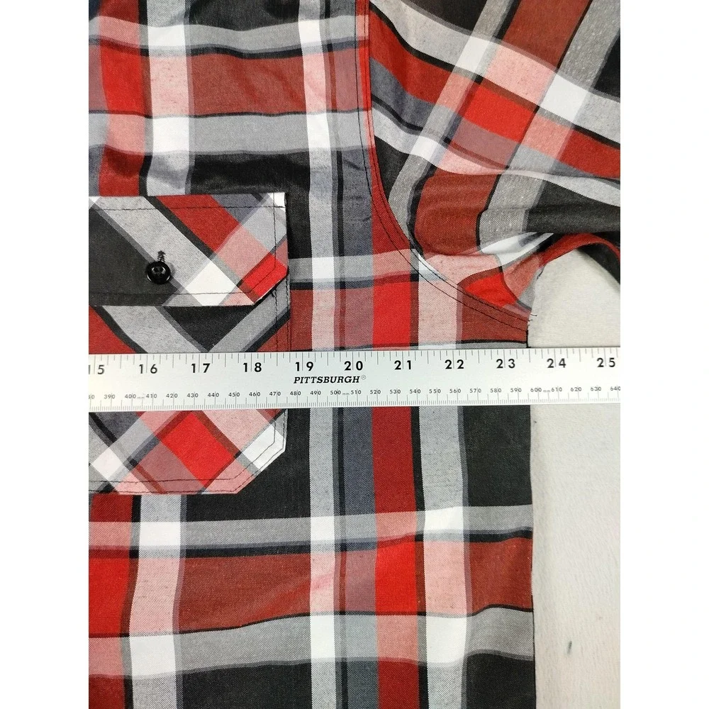 Brooklyn State Shirt Mens XL Red Plaid Short Sleeve Button Up Streetwear Summer